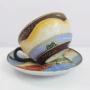 Японски порцеланови чаши с чинийки за кафе Satsuma Moriage., снимка 3