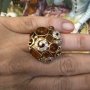 Oxette масивен сребърен пръстен с позлата и кехлибар  , снимка 3