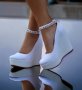 Обувки на платформа - бели - SL47, снимка 1 - Дамски ежедневни обувки - 42208411