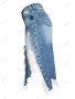 Дамска дънкова миди пола с неравномерни ресни, повдигаща дупето - 023, снимка 10