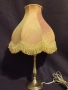 Старинна месингова лампа с абажур, снимка 1