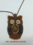 Ръчна изработка. Сова с камък Тигрово око /колие/висулка/, снимка 3