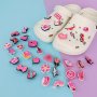 Нови 36 броя различни форми розови аксесоари за обувки Croc джапанки Момичета Подарък, снимка 9