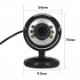 mini Web cam USB 2.0 уеб камера камера Digital HD 30 мега пиксела 6 LED с микрофон за компютър, снимка 2