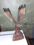 Дърворезбован орел-52см, рогове за вино с поставка, снимка 1