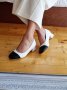 Черно-бели обувки 37 номер ежедневни удобен ток еко кожени  , снимка 2