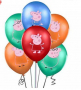 Шарени Пепа Пиг peppa pig pepa Обикновен надуваем латекс латексов балон парти хелий или газ, снимка 1 - Други - 28802560