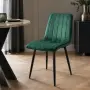 Комплект от 4 броя тапицирани кадифени стола - Тъмнозелени, с метални черни крака, до 120 кг., снимка 2