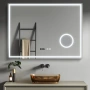 Oгледало за Баня 80 x 60 см, с LED осветление 3 CCT, Часовник - Термометър, Увеличително огледало , снимка 5