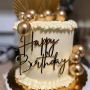 Happy Birthday златист надпис за отпред акрил топер декор украса за торта рожден ден, снимка 1