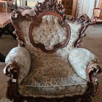 Уникално красива барокова холна гарнитура внос от Европа, снимка 6 - Дивани и мека мебел - 34703922