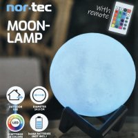 Nor-Tec Moon Lamp 3D настолна лампа(15 см)16 димируеми LED цвята/Дистанционно/Реалистична декорация, снимка 2 - Настолни лампи - 39946061