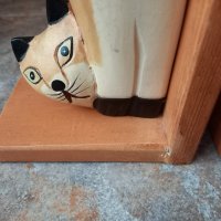 Дървени стопери за книги с котки, снимка 8 - Статуетки - 44240736