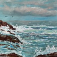 Море и вълни маслена картина , снимка 1 - Картини - 41870810