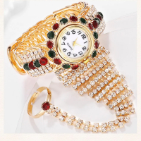 Relogio Feminin Луксозен дамски кварцов часовник,уникален дизайн с пръстен., снимка 6 - Дамски - 44804375