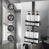 ILIKEPOW Органайзер за душ матово черно с 4 подвижни куки, снимка 4 - Други стоки за дома - 42103546