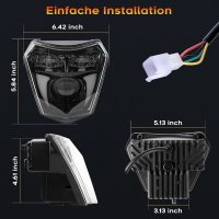 REALOVE Мотоциклетен фар E-Mark LED фар Съвместим с повечето Dirt Bike Enduro Supermoto EXC SX SXF F, снимка 4 - Части - 40545842