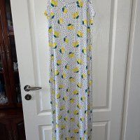 Разкошна дълга елегантна свежа бяла рокля лимони лимон , снимка 3 - Рокли - 41020233