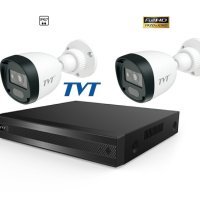 TVT FULL-HD Комплект за Видеонаблюдение с 2 Булет камери, снимка 1 - Комплекти за видеонаблюдение - 41002366