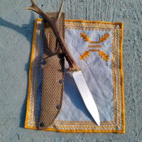 Продавам  нож с дръжка от еленски рог, снимка 3 - Ножове - 42612913