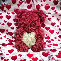 Подаръчни  мечета от декоративни рози, снимка 4 - Подаръци за жени - 28321703