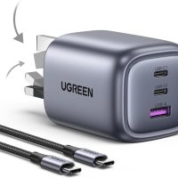 UGREEN 65W USB C зарядно с USB C кабел Сгъваем 3-портов GaN, PPS/PD3.0, снимка 1 - Кабели и адаптери - 42713827
