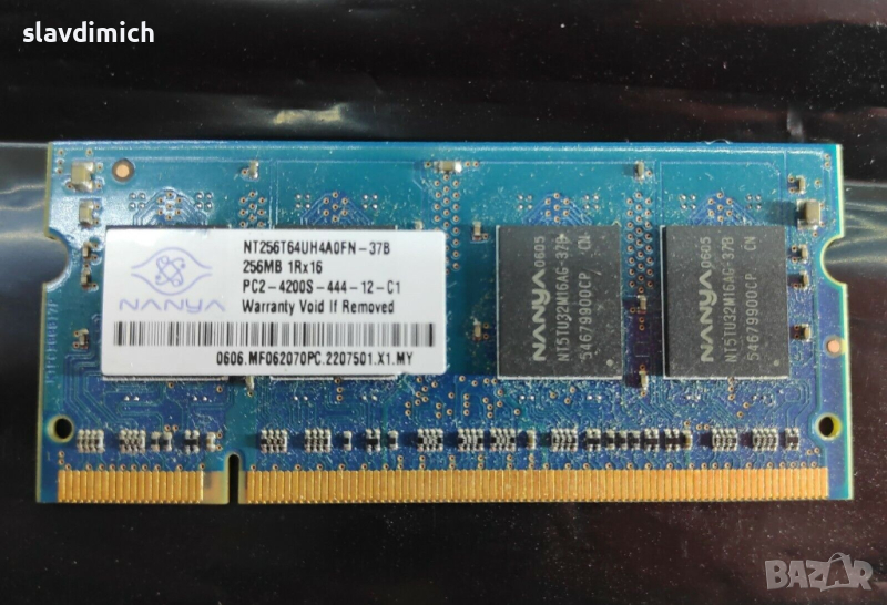 Продавам Рам Ram памет за лаптоп NT256T64UH4A1FN-37B Nanya 256MB 533 mhz, снимка 1