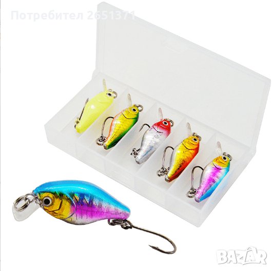 Комплект от пет воблера в кутия, снимка 1
