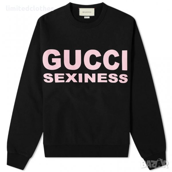GUCCI Black Sexiness Logo Print Мъжка Блуза тип Пуловер size M, снимка 1