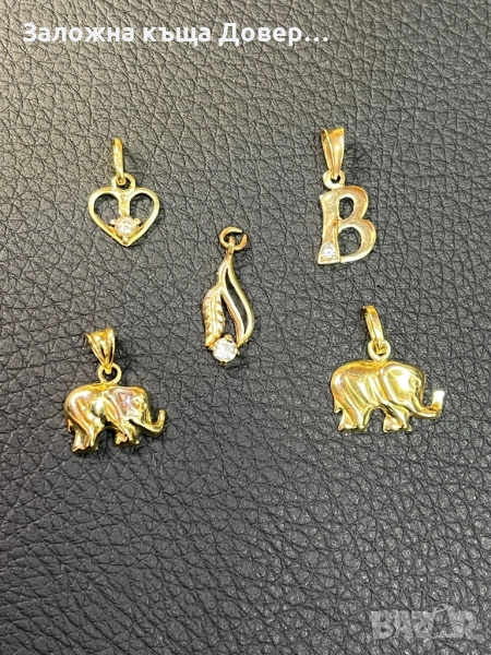 Златни висулки буква  сърце слонче 14 карата 585 zlatni gold sarce bukva, снимка 1