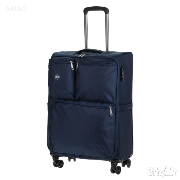 Куфар с колелца за пътуване, тъмносин с външни отделения, 83 л._1239391, снимка 1