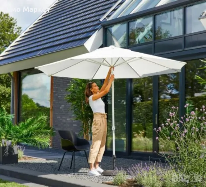 Усилен Плажен чадър – 250 см, бял, без стойка NS6352 "ултра високо качество", снимка 1