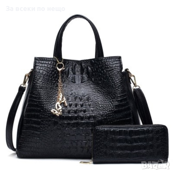 Чанта и портфейл / Цвят: Черен / Размер на чантата: 24/28/12 см (дължина на основата/височина/широчи, снимка 1