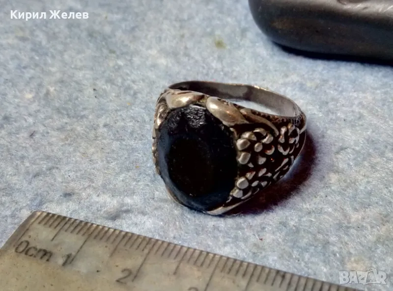 СТАРИНЕН ФЛОРАЛЕН БЕЛ ЕПОК СРЕБЪРЕН ПРЪСТЕН ЛАКИРАНО СРЕБРО ВИСОКА ПРОБА РЪЧНА ИЗРАБОТКА 49110, снимка 1