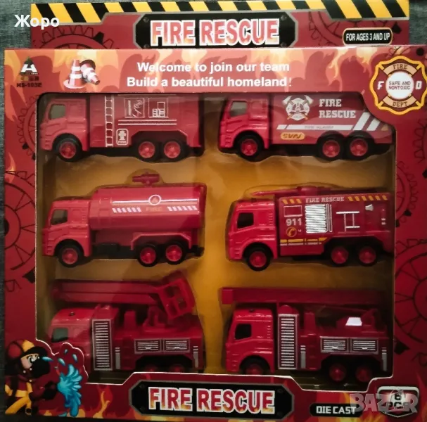 ДЕТСКИ КОМПЛЕКТ 6- ПОЖАРНИКАРСКИ КОЛИЧКИ 103-Е, снимка 1