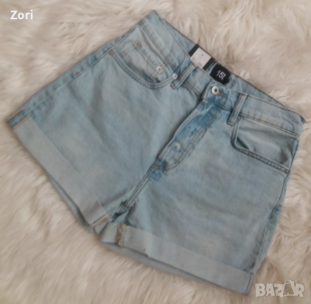 УНИКАЛНИ светлосини къси дънки с висока талия , снимка 1