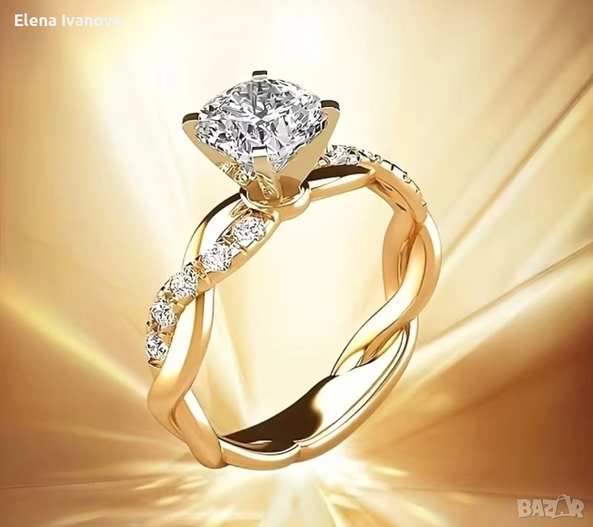 Уникален златист дамски пръстен, снимка 1