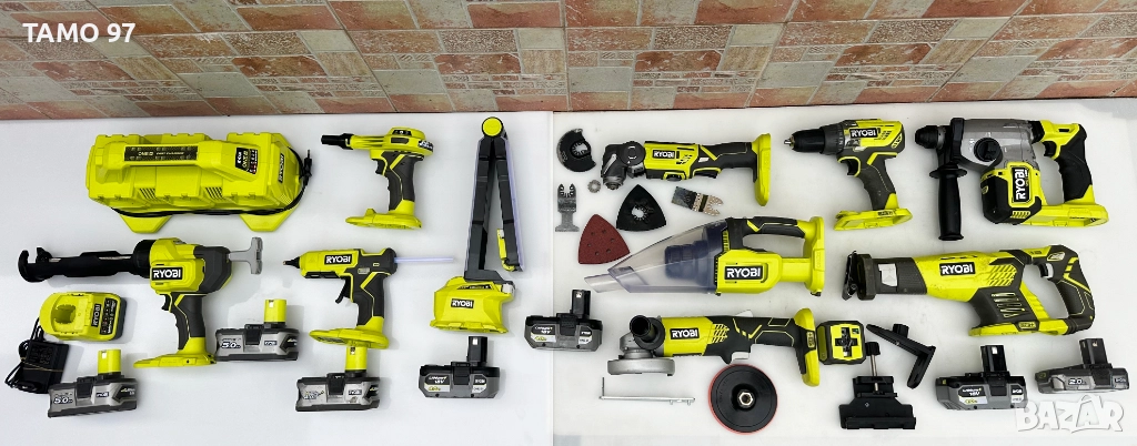 Ryobi - Акумулаторен сет от 11машини 7 батерии 18V като нови, снимка 1