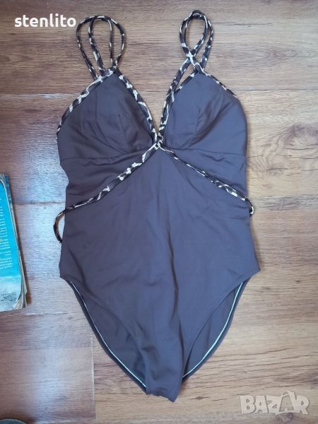 Кафяв цял дамски бански размер М , снимка 1