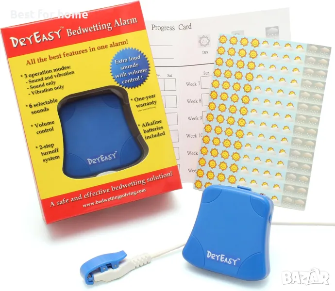  Aларма за нощно напикаване с контрол на силата на звука, 6 избираеми звука и вибрация DryEasy, снимка 1