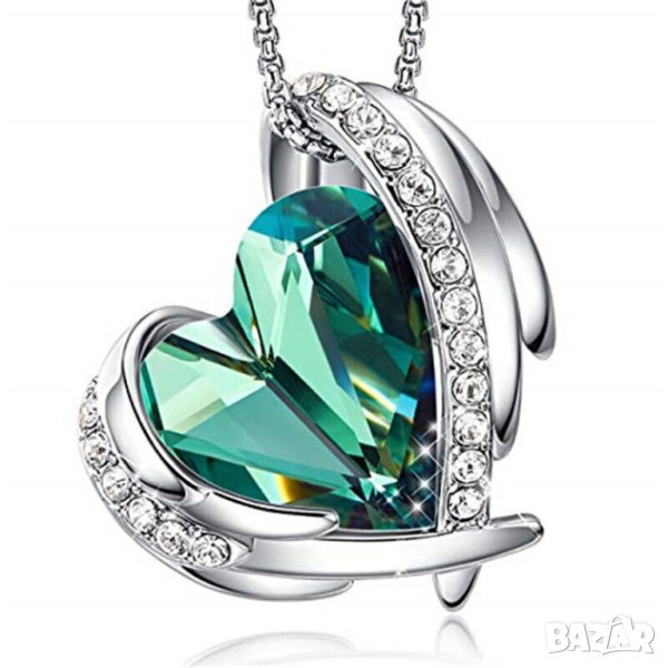 Елегантно колие сърце, циркон, кристали Сваровски, снимка 1