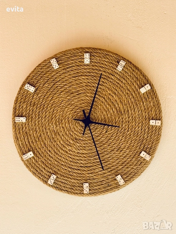 Арт стенен часовник Casa Decorator – дърво & въже, ръчна изработка, снимка 1