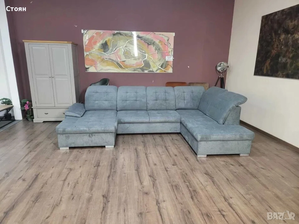 ПРОМОЦИЯ!!! Светло сив П - образен ъглов диван Nixon с функция сън, снимка 1