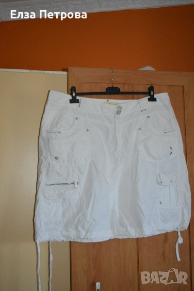 Бяла памучна къса лятна пола, снимка 1