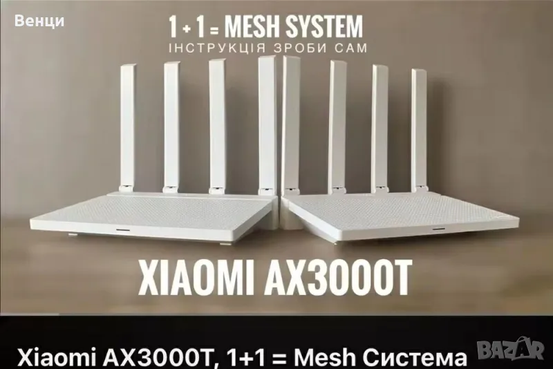  Xiaomi AX3000Т MESH China version WiFi 6 стандарт, снимка 1