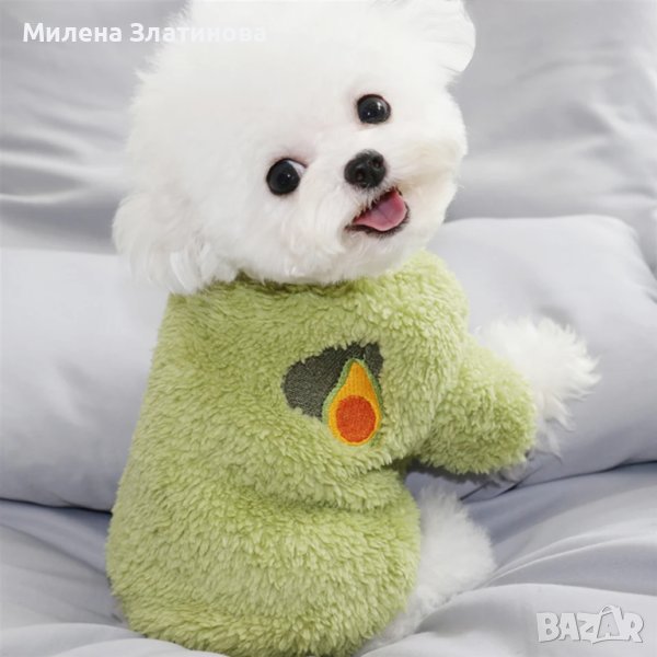 Зелена поларена блузка за малко куче, снимка 1