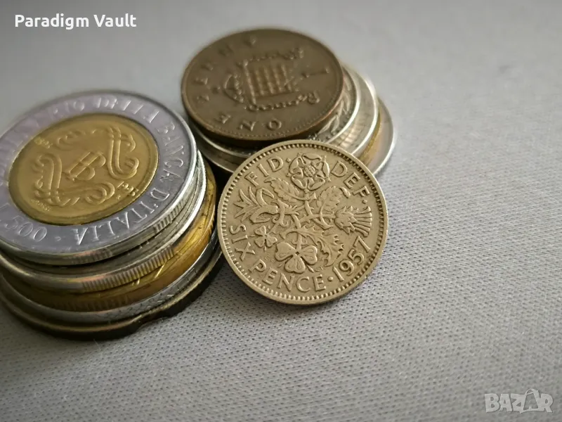 Монета - Великобритания - 6 пенса | 1957г., снимка 1
