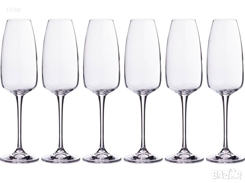 НОВИ! Чаши за шампанско 6 броя Bohemia Anser кристално стъкло, снимка 1