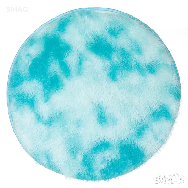 Декоративна кръгла пухкава постелка Синя 80 см S_1214367, снимка 1