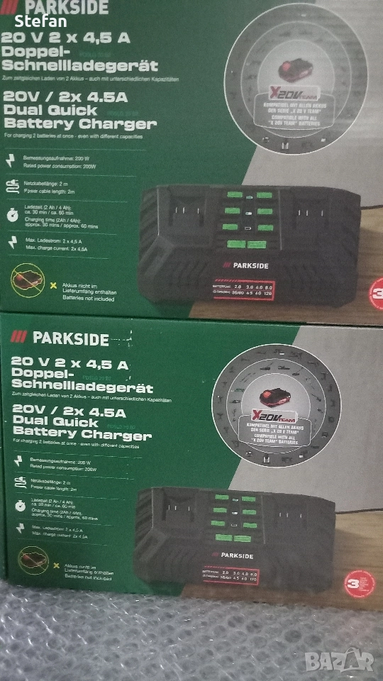 Двойно зарядно PARKSIDE - 2X4.5Ah, снимка 1